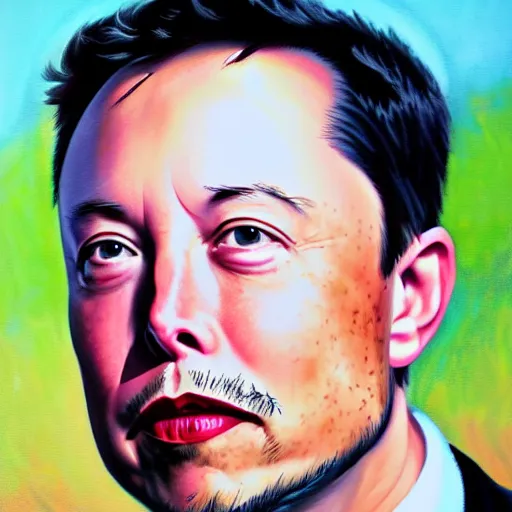 Prompt: an oil painting of elon musk