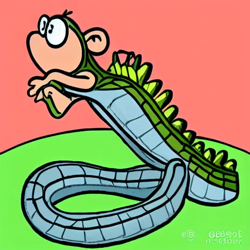 Prompt: monkey riding a crocodile, cartoon illustration