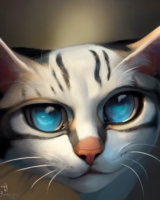 Prompt: ms. fortune the cat | highly detailed | from the pixar film sneaky cats | very intricate | cinematic lighting | award - winning | closeup portrait | by donato giancola and mandy jurgens and charlie bowater | featured on artstation