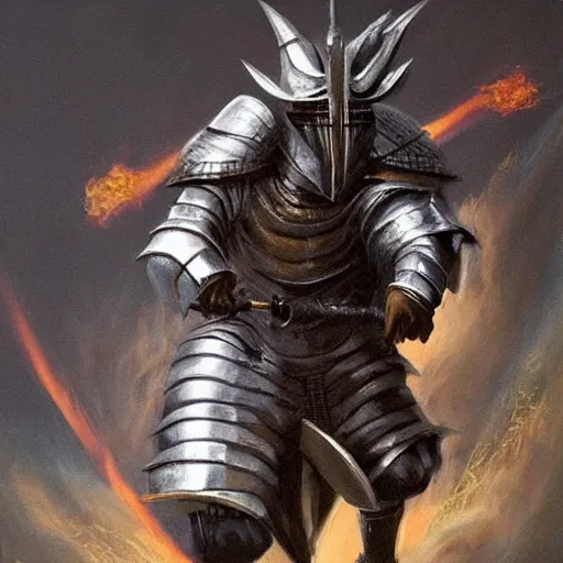 Prompt: Kanye west as a knight in shining armor fighting a large dragon, painting trending on artstartion