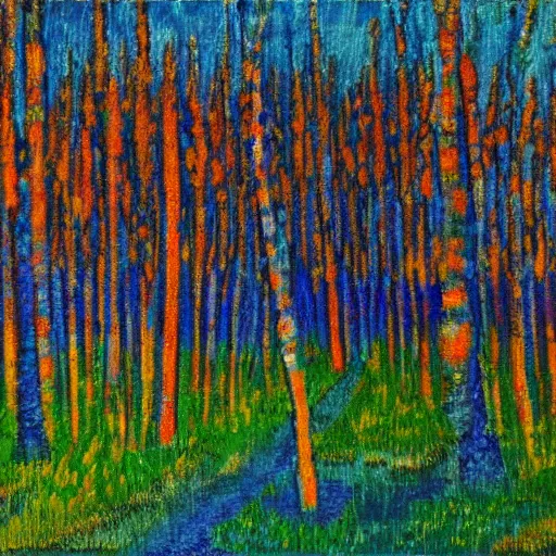 Prompt: Post impressionism forest at the end of the world