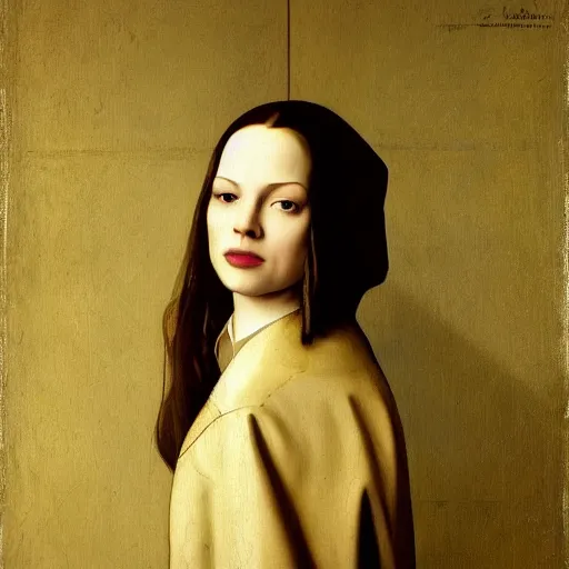 Image similar to portrait of abbie cornish by johannes vermeer, hd, beautiful, glamorous, award winning, 4 k