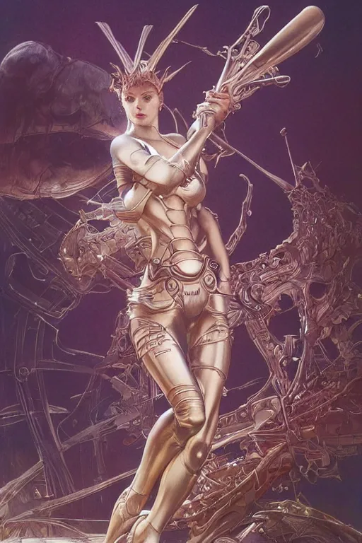 Image similar to now is the time to relaunch the dream weapon, by artgerm and yoshitaka amano and moebius and hr giger and zdislaw beksinski and hajime sorayama and alphonse mucha, trending on artstation