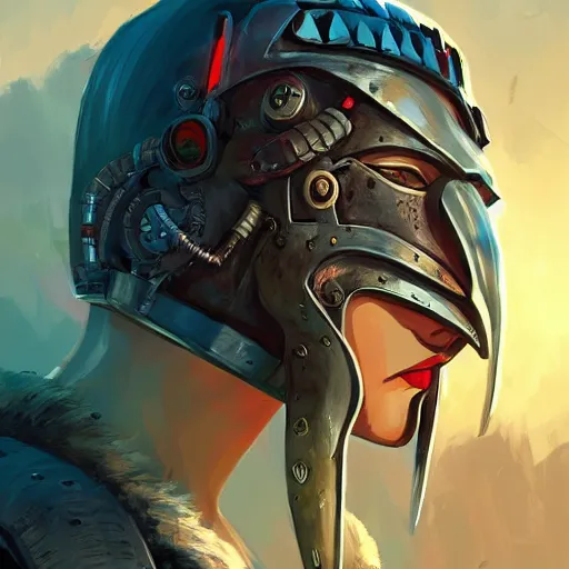 Image similar to cyberpunk viking helmet mask warrior goddess robot ninja fantasy, art gta 5 cover, official fanart behance hd artstation by jesper ejsing, by rhads, makoto shinkai and lois van baarle, ilya kuvshinov, ossdraws