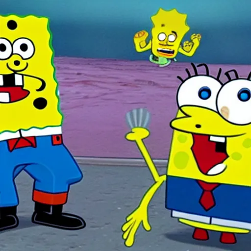 Image similar to cursed spongebob meme, 4 k, 8 k