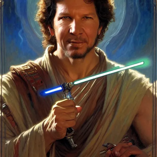 Prompt: neil breen as a jedi highly detailed painting by gaston bussiere, craig mullins, j. c. leyendecker, alphonse mucha 8 k