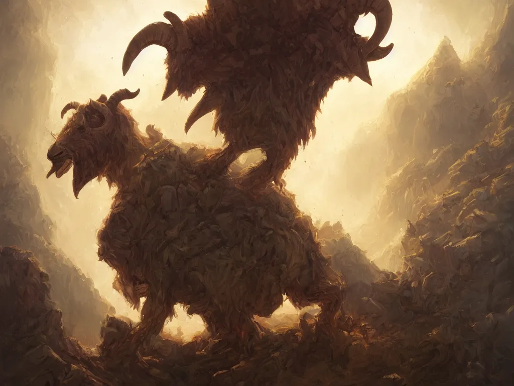 Prompt: back of goat head by andreas rocha, by justin gerard, by anato finnstark