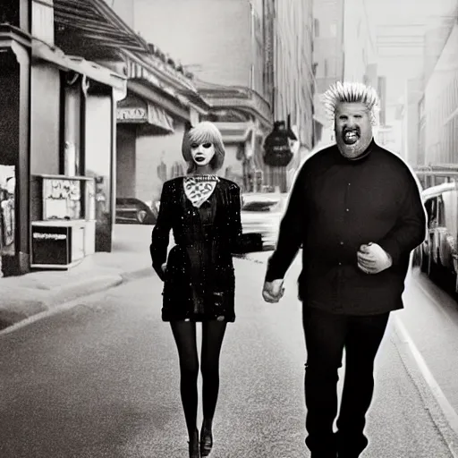 taylor swift and guy fieri walking down the street, | Stable Diffusion ...