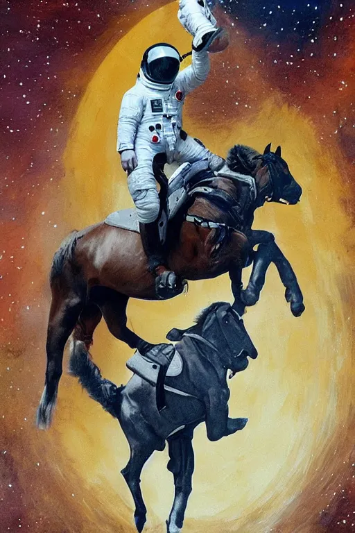 Image similar to astronaut riding horse, upside down