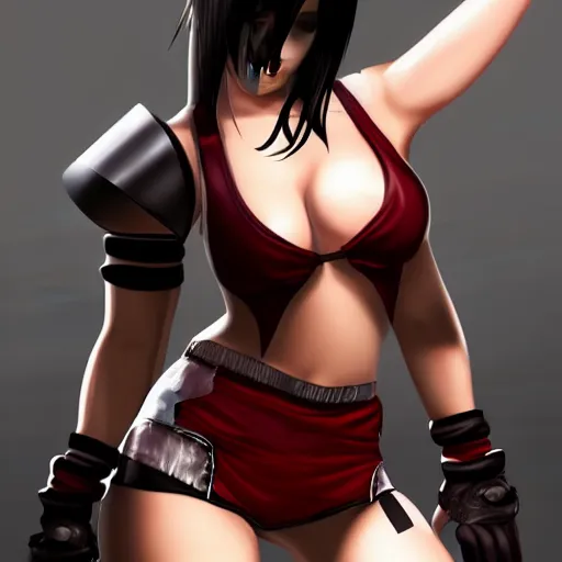 Image similar to high quality digital art of tifa lockhart posing, trending on artstartion, 4k