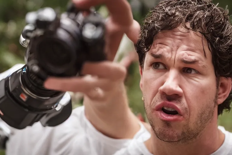 Image similar to matt daemon as marky mark, all faces are distorted contorted, shock, repulsion, disgust, frustration, annoyance, laughter, smirk, snicker, cinematic still, movie still, long lens, shallow depth of field, bokeh, anamorphic lens flare, 8 k