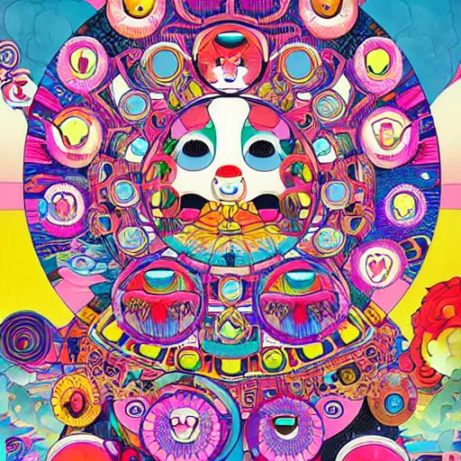 Image similar to DMT City by Martine Johanna and Takashi Murakami, digital art