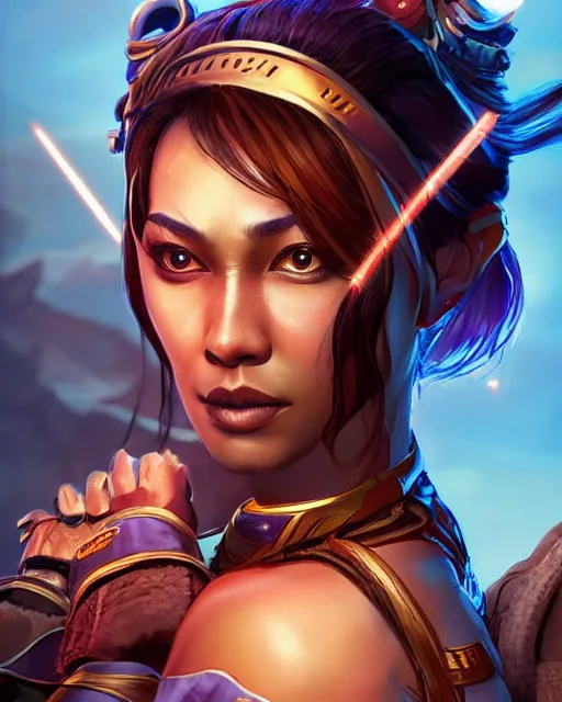 Image similar to The Tiger Queen as an Apex Legends character digital illustration portrait design by, Mark Brooks detailed, soft lighting