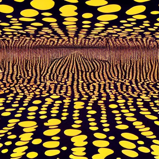 Image similar to nightmare city by yayoi kusama