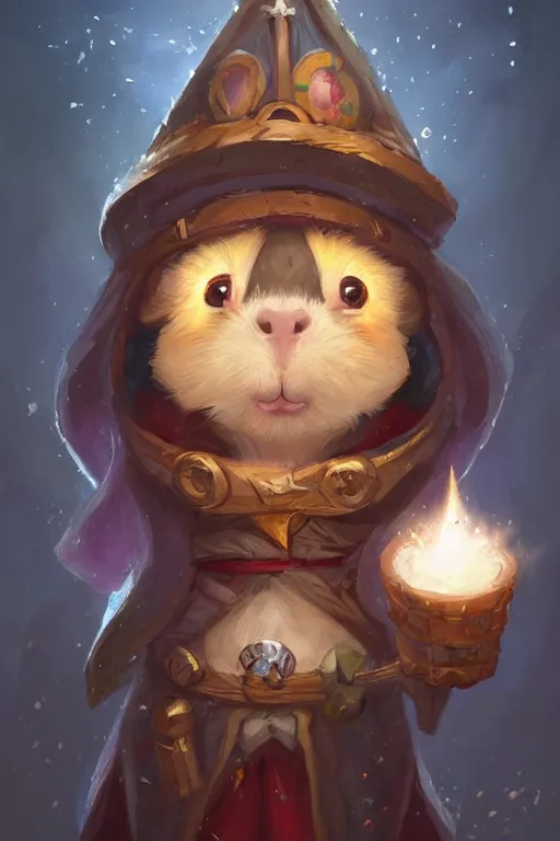 Prompt: cute little anthropomorphic Guinea Pig Mage using Ice Magic, tiny, small, short, Wizard robe, cute and adorable, pretty, beautiful, DnD character art portrait, matte fantasy painting, DeviantArt Artstation, by Jason Felix by Steve Argyle by Tyler Jacobson by Peter Mohrbacher, cinematic lighting