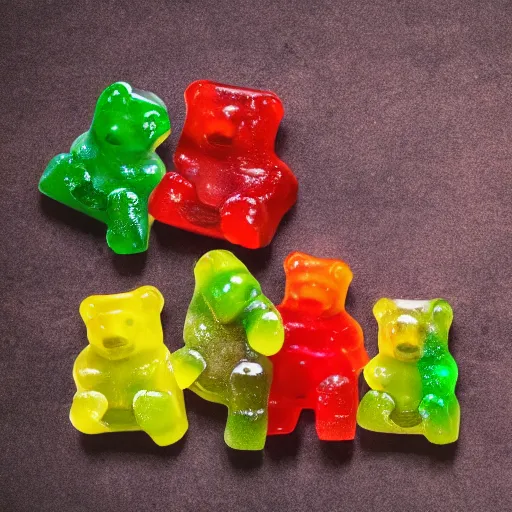 Prompt: geographic photos of wild gummy bears, award winning photography, 4 k