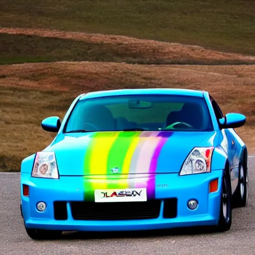 Prompt: a rainbow nissan 3 5 0 z