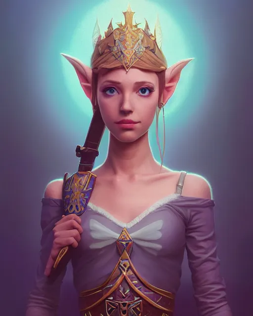 Image similar to highly detailed surreal vfx portrait of jordan jones as princess zelda, stephen bliss, unreal engine, greg rutkowski, loish, rhads, beeple, makoto shinkai and lois van baarle, ilya kuvshinov, rossdraws, tom bagshaw, alphonse mucha, global illumination, detailed and intricate environment