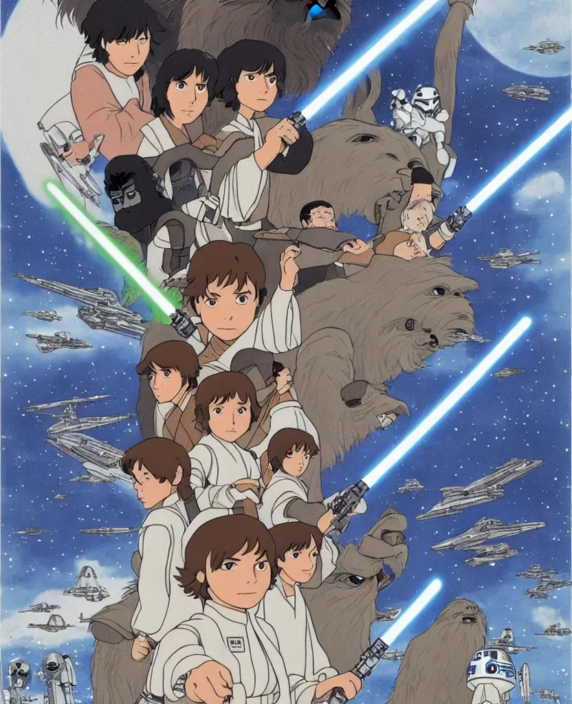 Prompt: star wars by Miyazaki, studio Ghibli