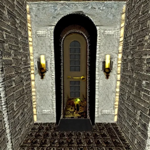 Image similar to white house in zork i, boarded front door, mailbox, kitchen window ajar, flatheadia, great underground empire, highly detailed, intricate, 8 k, self - aware ai renderer