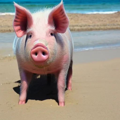 Image similar to pig on a beach