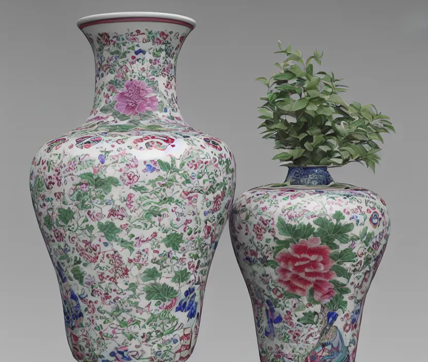 Prompt: Still life photo studio, porcelain chinese vase, unreal engine, highly detailed