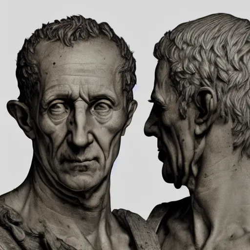 Image similar to A 17th century Baroque Painting of Julius Caesar, portrait of Julius Caesar, grainy, realistic, very realistic, hyperrealistic, highly detailed, very detailed, extremely detailed, very neat, very epic, very cool, detailed, trending on artstation