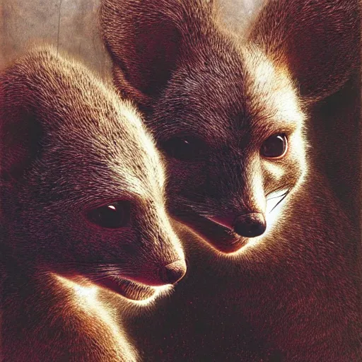 Prompt: portrait of chip and dale by luis royo and wayne barlowe, beksinski