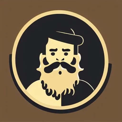 Image similar to bearded man turning bowl woodlathe, lathe, machinery, sawblade border, vector art, simple, clean, monochromatic, logo