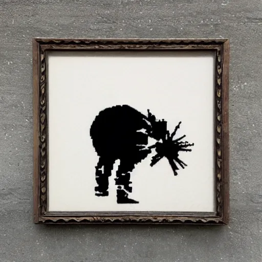 Image similar to individual john von neumann silk screen banksy style