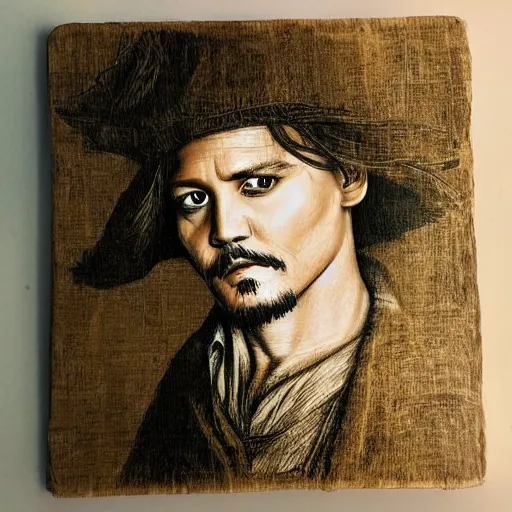 Image similar to portrait of johnny depp in the style of leonardo da vinci