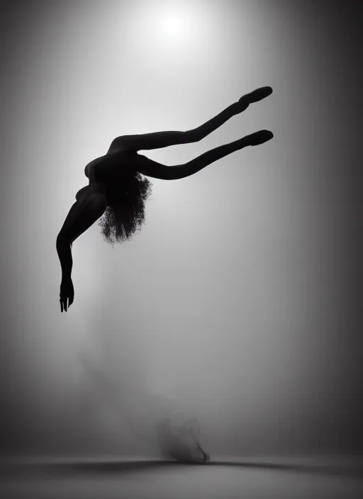 Image similar to a Photorealistic dramatic hyperrealistic render of a beautiful Female smoke dancer by Ken Brower and Deborah Ory of NYC Dance project,Lois Greenfield,Flowing cloth and smoke,Beautiful dynamic dramatic dark moody lighting,volumetric,shadows,cinematic atmosphere,Octane render,8K