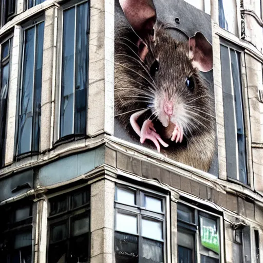 Image similar to rat as harry potter movie poster on a building