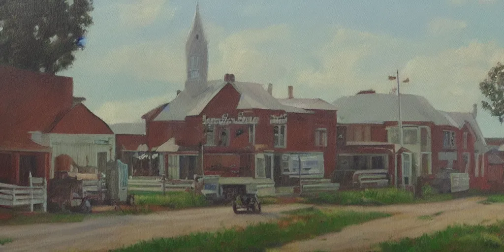 Image similar to beautiful oil painting of bishop hill colony illinois by olof krans