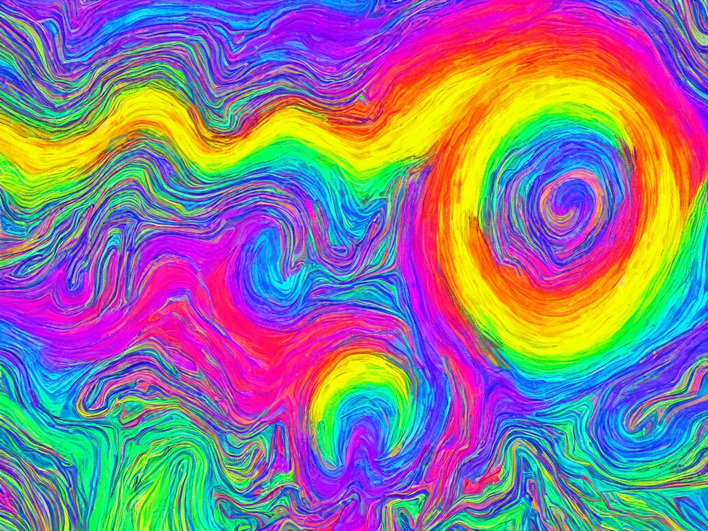 Prompt: rainbow volancano psychedelic art