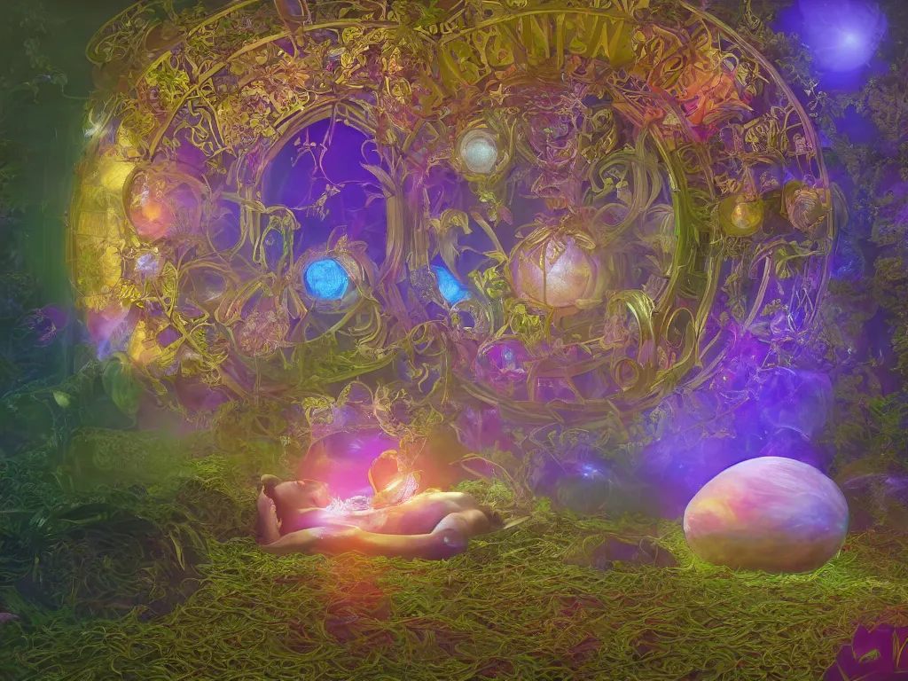 Image similar to the orb of time, sunlight study, art nouveau, by rachel ruysch and ( ( ( ( lisa frank ) ) ) ), 8 k, sharp focus, octane render, ( ( ( ( kauai ) ) ) )