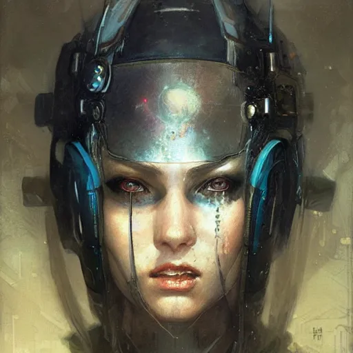 Prompt: a cybergoth, dystopian mood, sci-fi character portrait by gaston bussiere, craig mullins