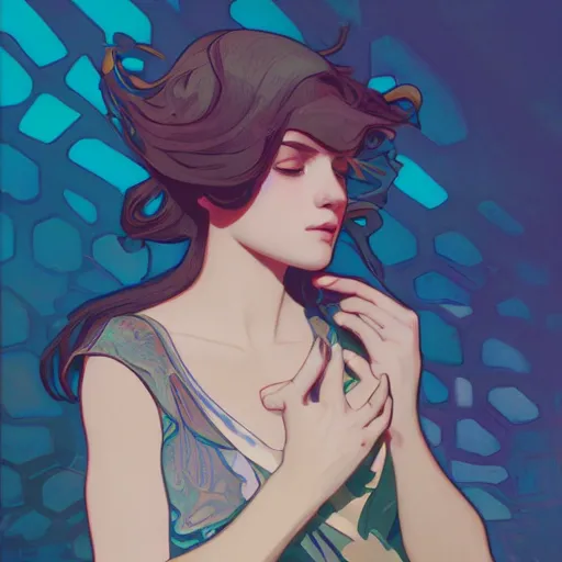 Image similar to Meteos, ambient lighting, 4k, alphonse mucha, lois van baarle, ilya kuvshinov, rossdraws, artstation