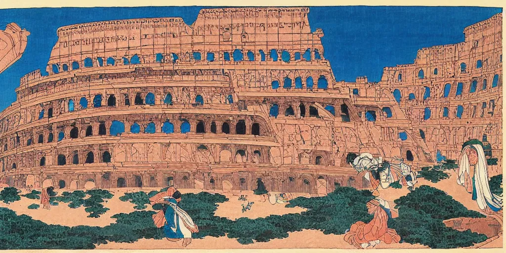Image similar to i, Colosseum by Hokusai