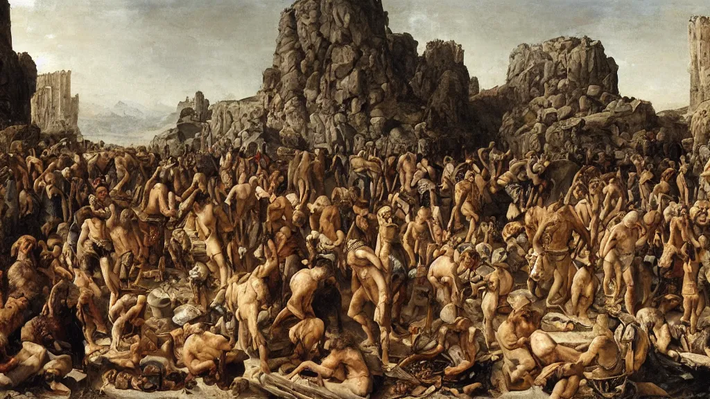 Image similar to neanderthal market, italian renaissance