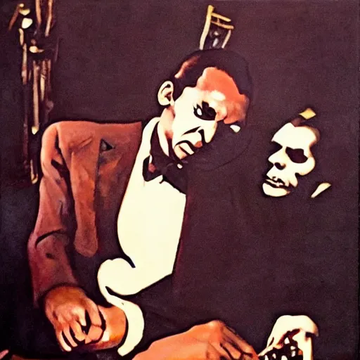 Image similar to john coltrane snuggling count orlok