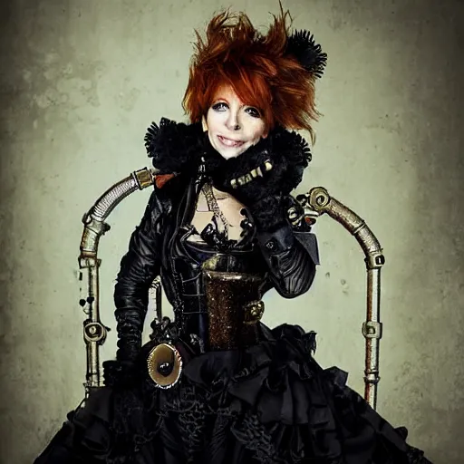 Image similar to a photography of mylene farmer as a steampunk queen by cedric peyravernay