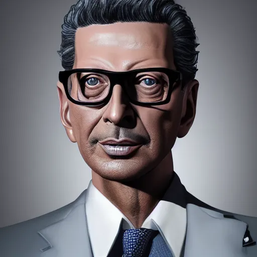 Image similar to hyperrealistic image of jeff goldblum, by thomas eakes & xiang duan & mike judge, perfect symmetry, dim volumetric lighting, photorealistic, 8 k octane beautifully detailed render, post - processing, extremely hyper - detailed, intricate, epic composition, cinematic lighting, masterpiece, trending on artstation, incredibly detailed, stunning,