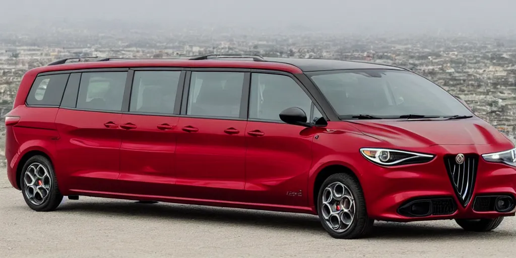 Image similar to “2022 Alfa Romeo Minivan, red”