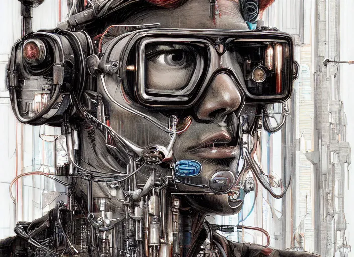 Image similar to a highly detailed cyberpunk portrait of a dentist, james gurney, james jean