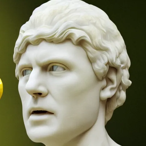Prompt: marble statue with lemon head hyper realistic