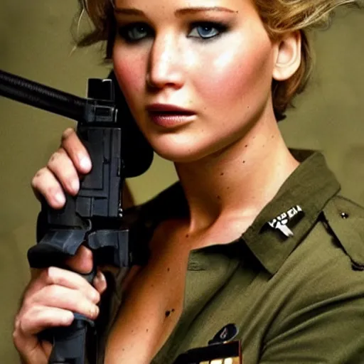 Image similar to !dream promo shot of Jennifer Lawrence in a remake of GI Jane (2029)