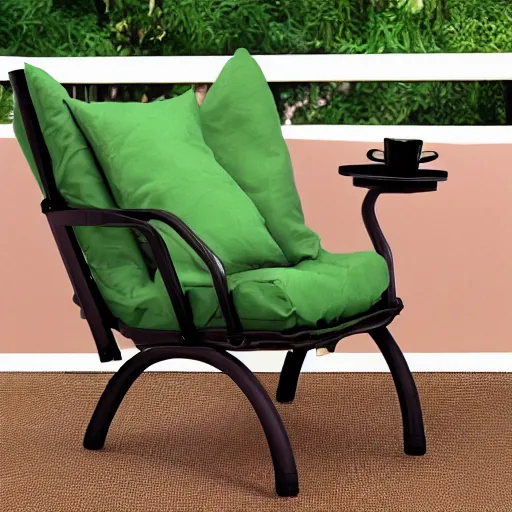 Image similar to nikocado avocado as an avocado shaped chair, la - z - boy, comfy, includes cup holders,