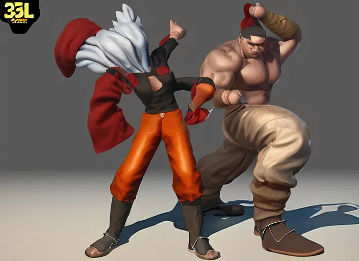 Image similar to 3 d model of lhugueny character in fighting game, stylized 3 d graphics, hdr, ultra graphics, ray tracing, 4 k image
