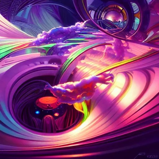 Image similar to swirling vortexes of computer hardware vaporwave aesthetic, colorful, psychedelic, digital painting, artstation, concept art, smooth, sharp focus, illustration, art by artgerm and greg rutkowski and alphonse mucha